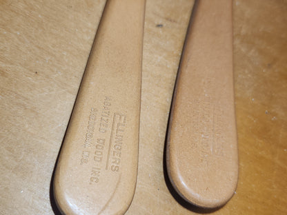 Vintage Fllingers Agatized Wood Salad Fork And Spoon Set Sheboygan Wisconsin kit56