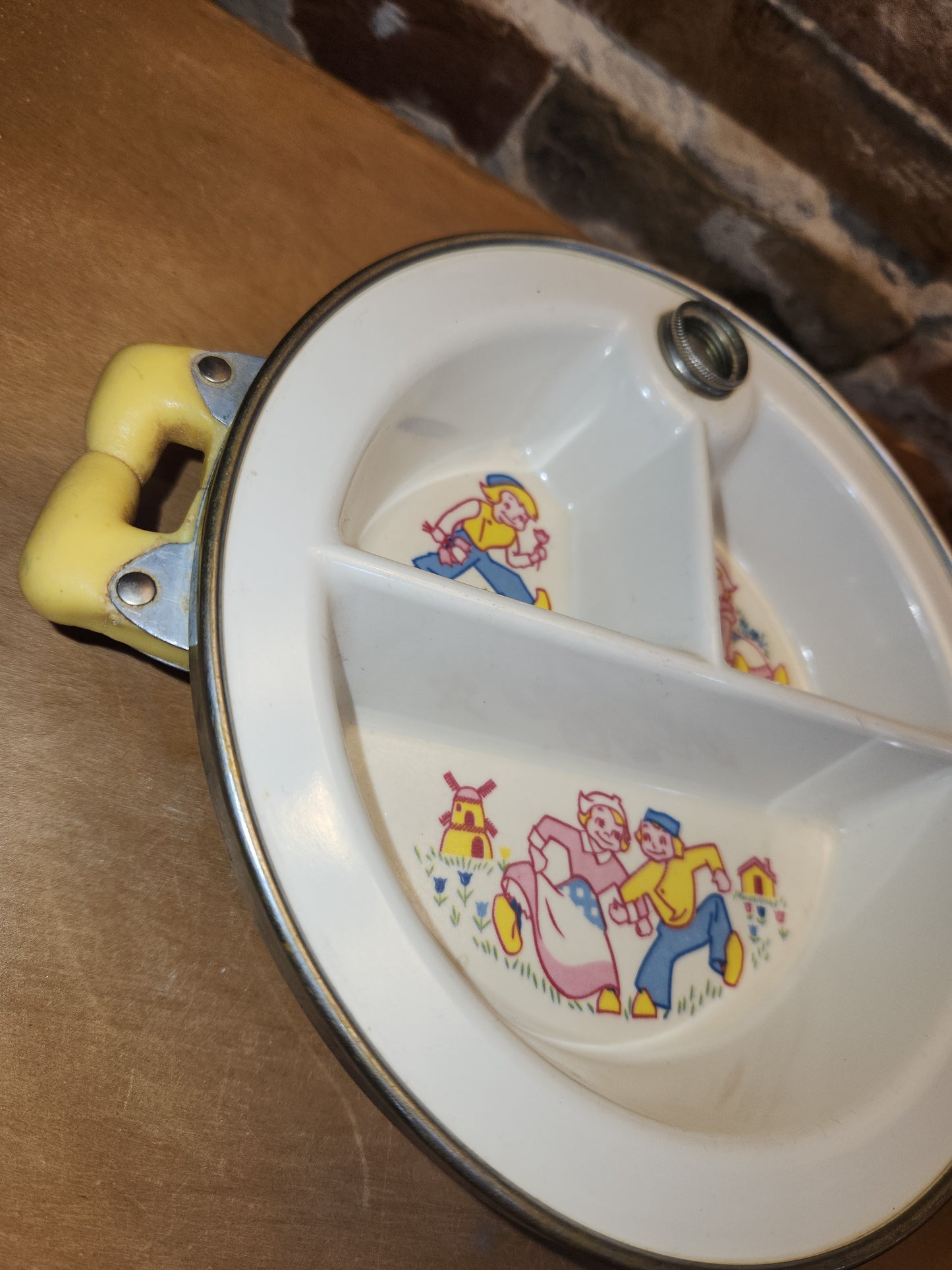 Vintage Excello Baby Food Warming Divided Dish pl54