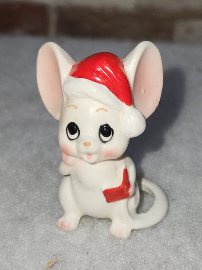 Vintage Lefton Christmas Mouse Figurine Japan le6