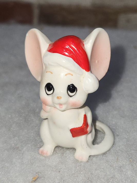 Vintage Lefton Christmas Mouse Figurine Japan le6