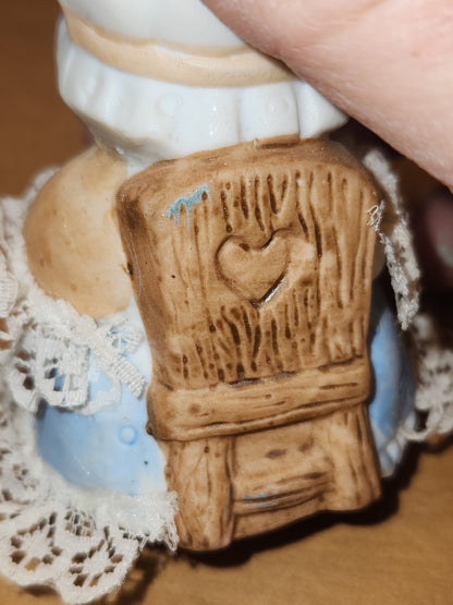 Vintage Jasco L'll Chimers Critter Ornament Bells With Lace Trim Bear Baking, Grandma Bear, Goose porcelain