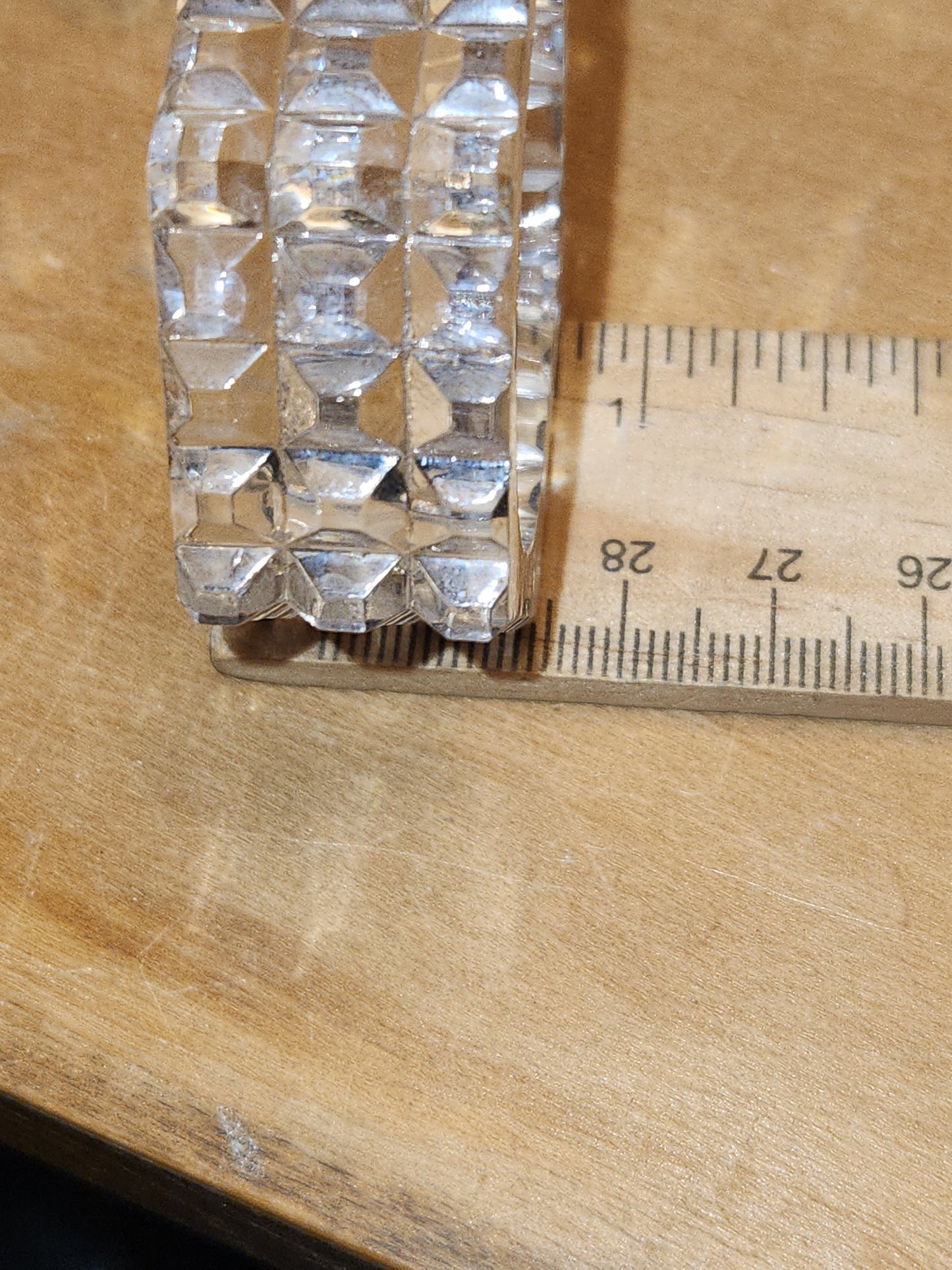 Vintage Crystal Pressed Glass Napkin Holder Rings Diamond Point Design Set of 6 1970s MCM