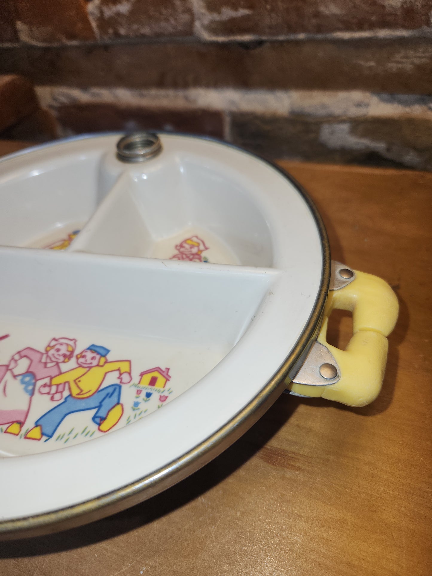 Vintage Excello Baby Food Warming Divided Dish pl54