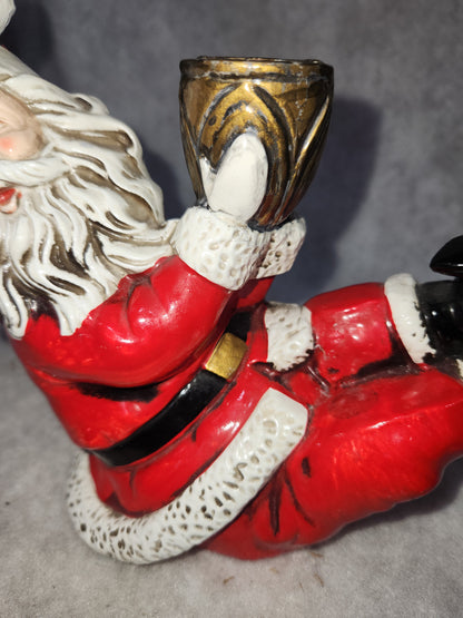 Vintage Paper Mache Santa Candle Holder Figures Japan Sticker JUST ONE sn89