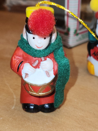 Vintage 3 Giftco Holly Bells and 1 BOA Ring-a-Lings Porcelain Bell Ornaments Set of 4