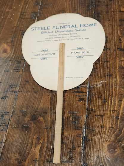 Vintage Advertising Fan Jesus and Lamb Steele Funeral Home Nebraska T.D.M Co. Red Oak Iowa fan8