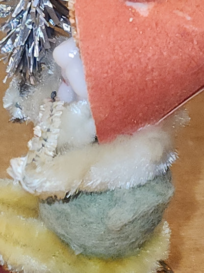 Vintage Spun Cotton Dwarf or Elf with Chinelle Bottle Brush Tree Pinecone and Mushroom Japan elf11