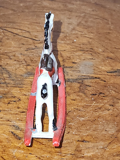 Vintage Cast Lead Tiny, White, Rocking Horse ornament or dollhouse min2