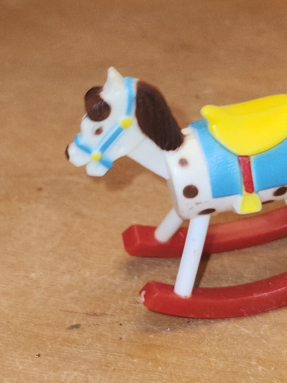 Vintage Wilton Cake Topper Toy Rocking Horse Plastic Miniature Dollhouse Figurine Set of 2 1978 Hong Kong AS IS rh6