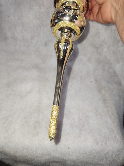 Vintage glass Christmas tree topper Commodore Romainia 12" tt71