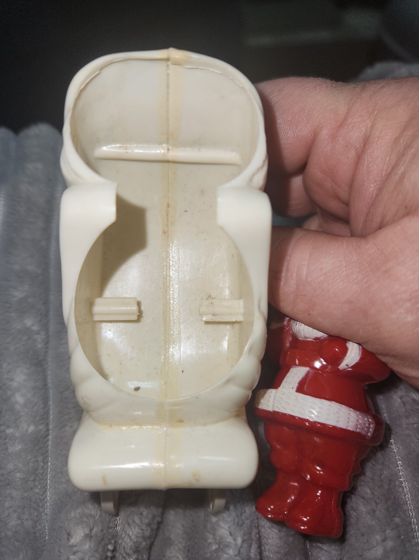 Vintage Rosbro Red Santa in Sleigh Plastic Candy Holder 1950's MCM
