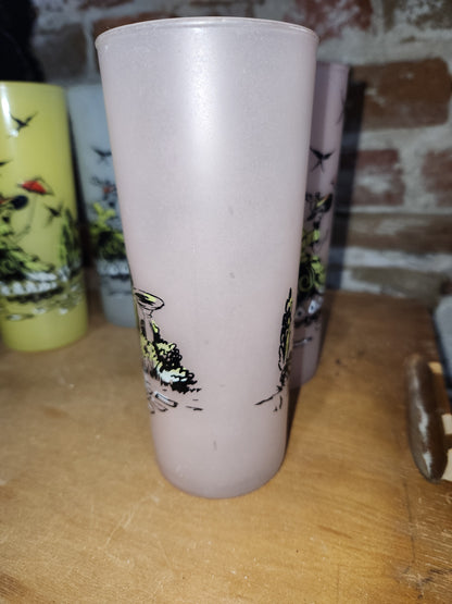 Vintage Libbey Southern Belle Pastel Frosted highball glasses. Set of 6.