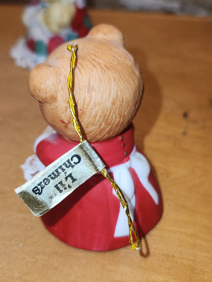 Vintage Jasco L'll Chimers Critter Ornament Bells With Lace Trim Bear Baking, Grandma Bear, Goose porcelain