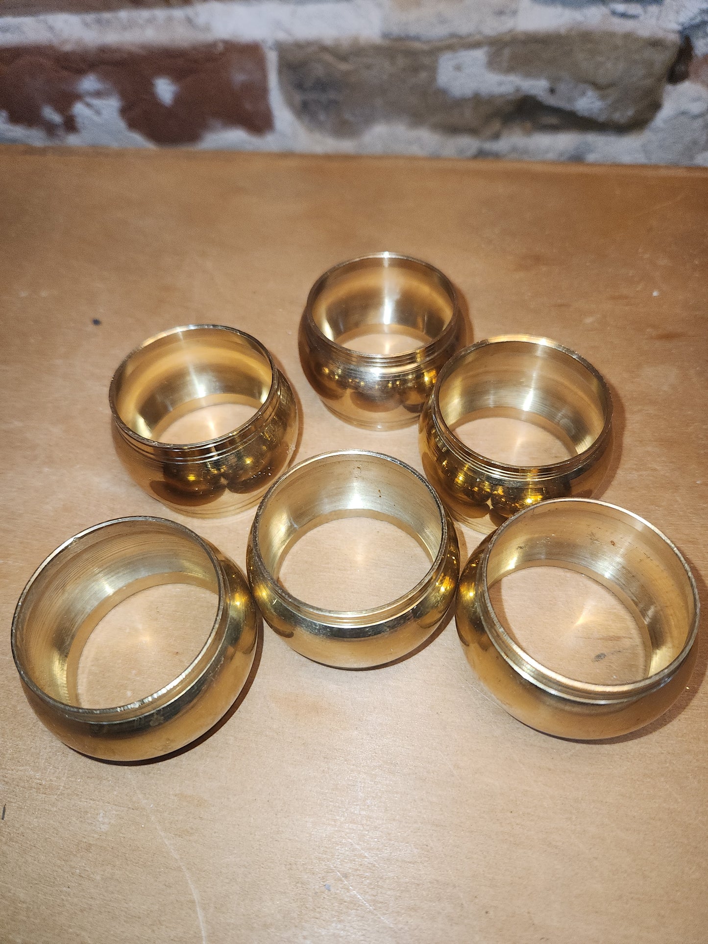 Vintage Brass Napkin Rings Smooth Set of 6 br01