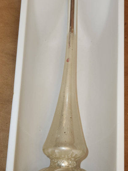 Vintage Rauch Hand Blown Mercury Glass Tree Topper White Gold Glass with Box Box tt11