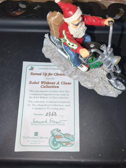 Christmas Limited Edition Rebel Without A Claus motorcycle Figurine "Revved Up for Christmas" by Hamilton r12