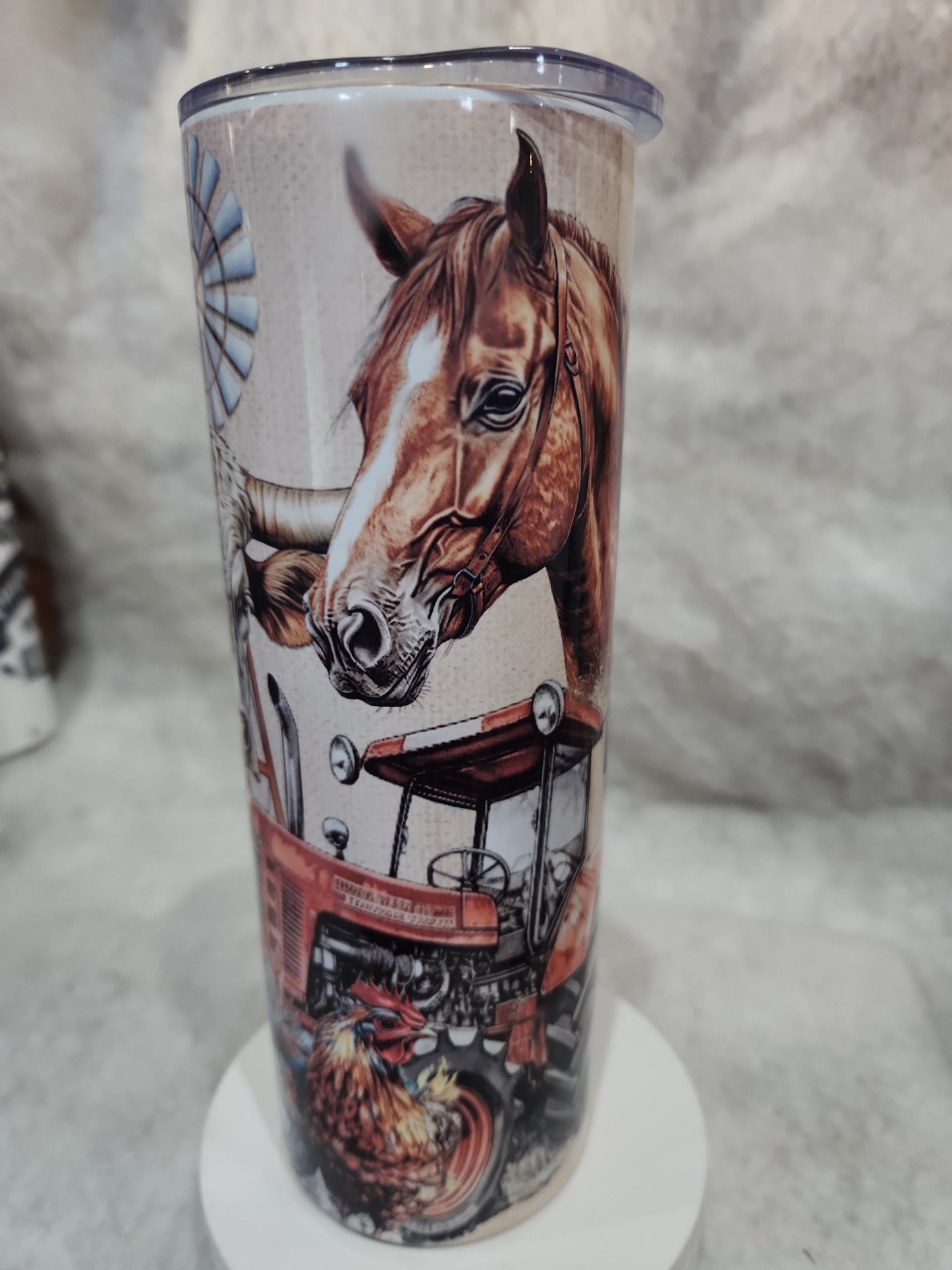 20 Oz Stainless Steel Insulated Tumbler Rancher, Horse, Cow, Chicken, Tractor imperfect tr5