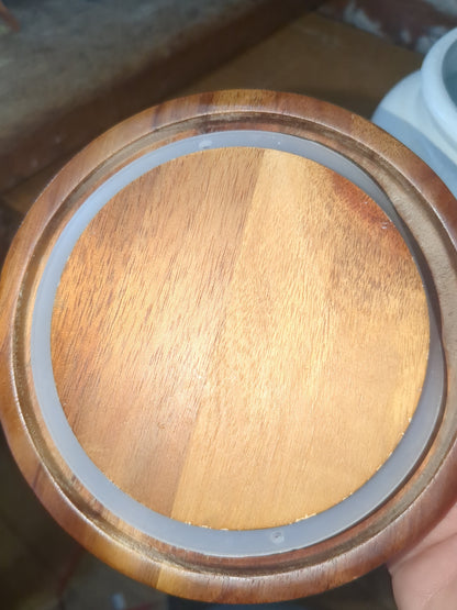 Upcycled glass jar with wooden lid