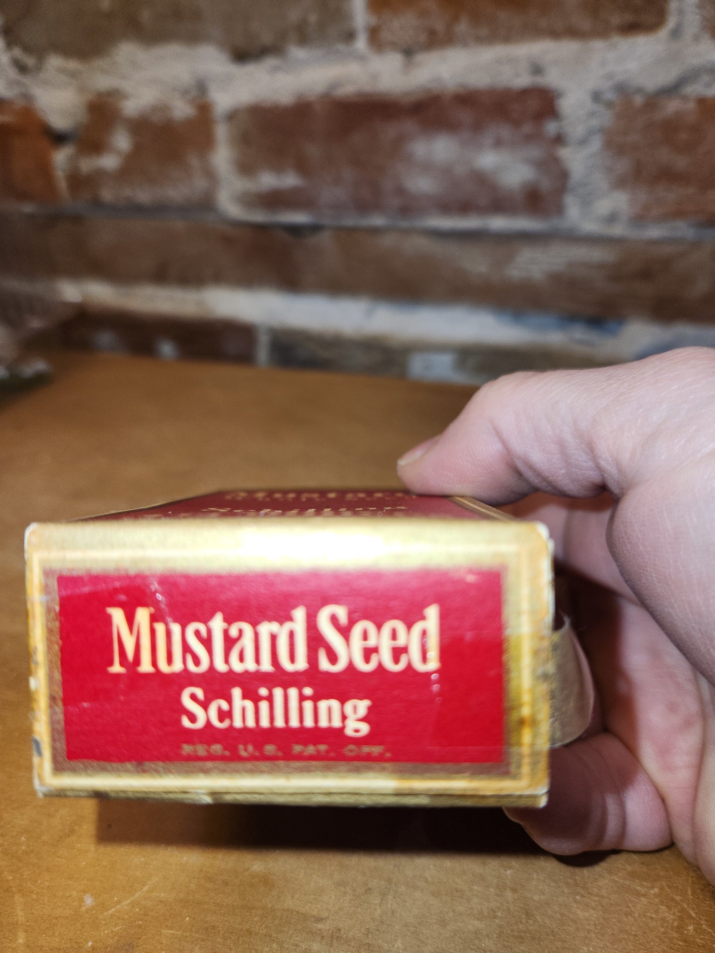 Vintage Schilling Spice Box Mustard Whole Seed Mostly Empty 2 Ounces Schilling Spice & Co. SAN Francisco t671