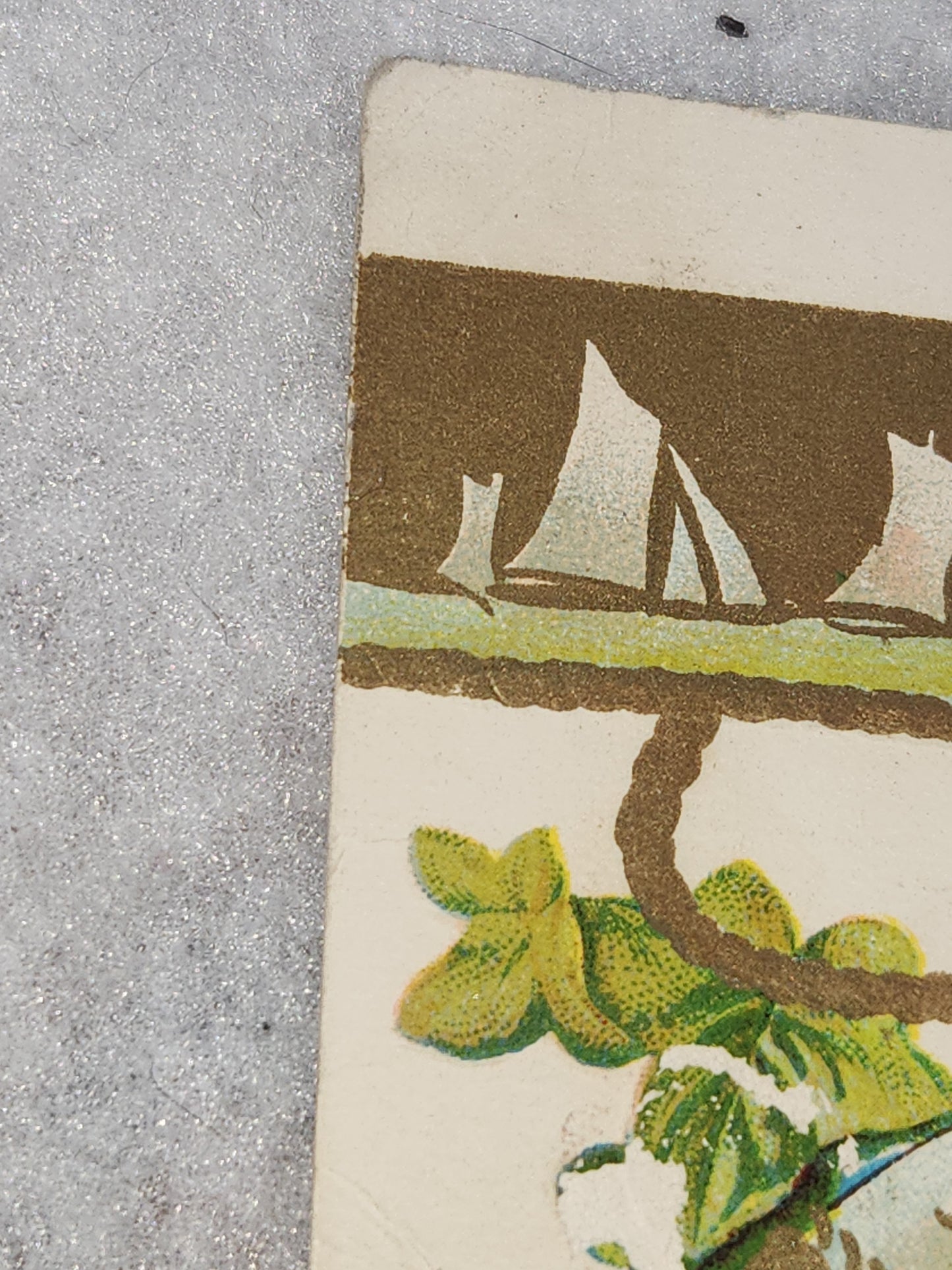 Antique Christmas Postcard Heaty Greetings with Sailboats and Life Preserver 1910 not mailed pc66