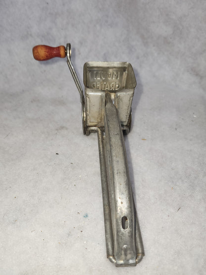 Vintage Mouli Cheese Grater Grinder With Wood small amount of Red Handle Made in France kit61