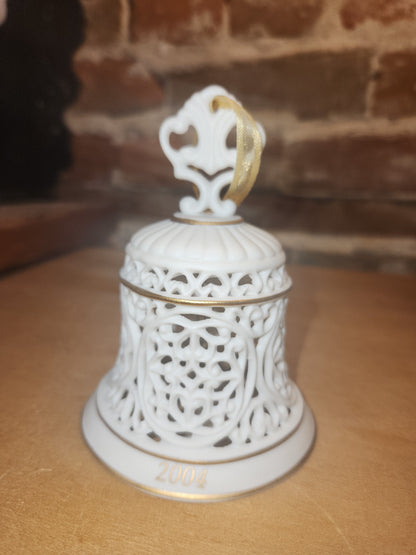Vintage Wedgwood Christmas Ornament Bell Filigree Gold Trim