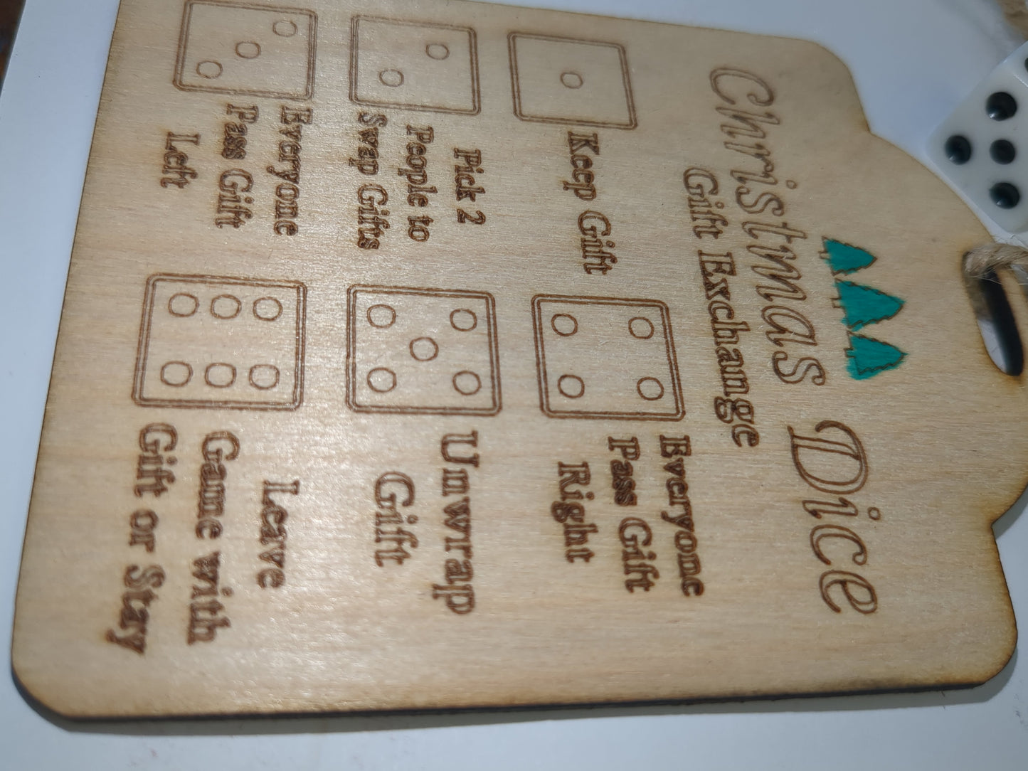 Wooden ornament Christmas dice game