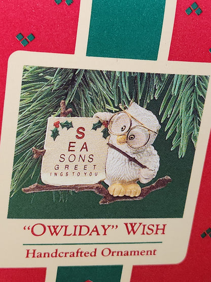 Vintage Hallmark Keepsake Ornament “Owliday” Wish Unopened 1987 miniature