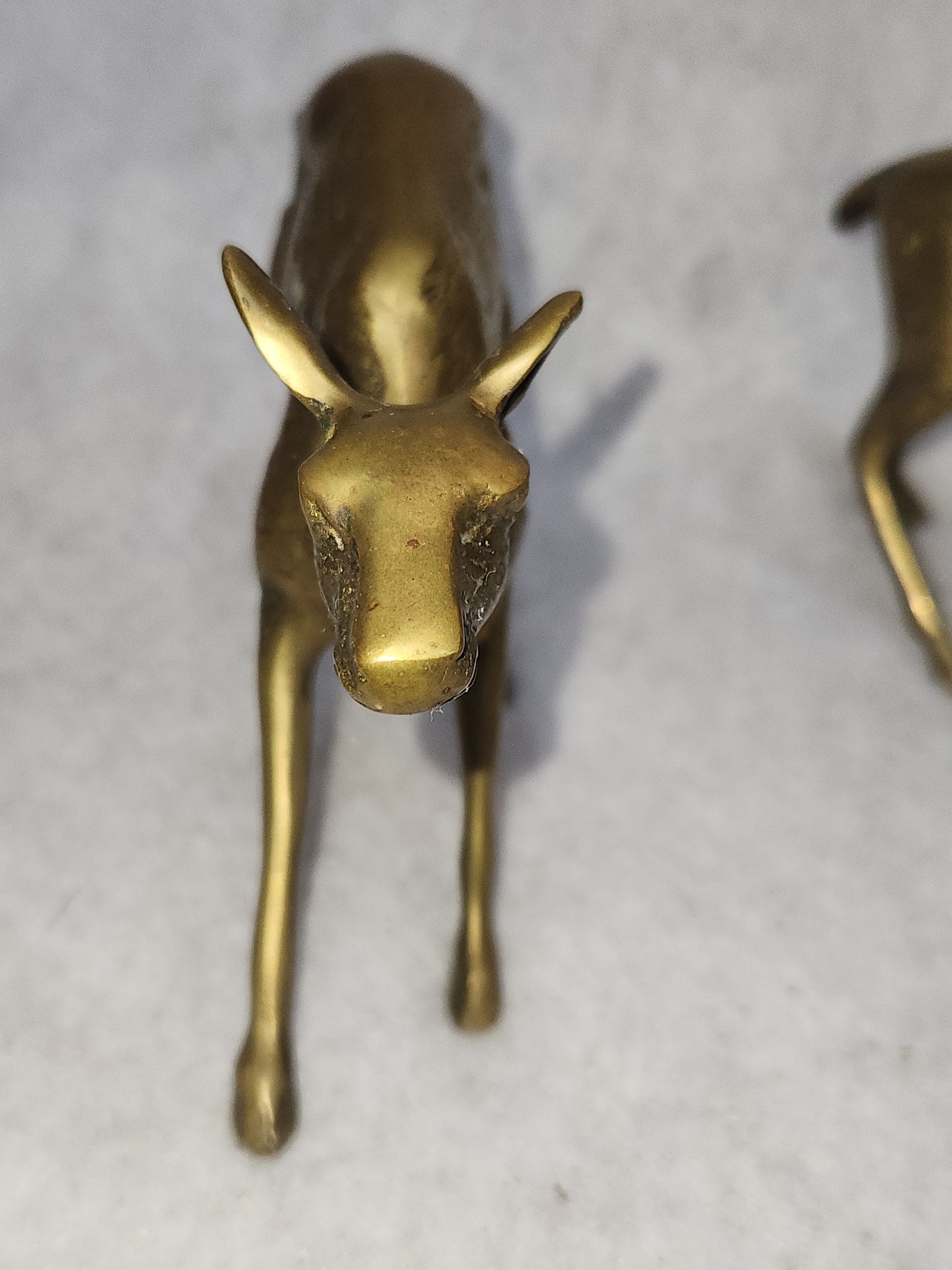 Vintage Solid Brass Doe and 8 Point Prancing Buck Korea br150