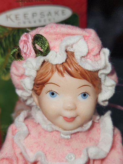 Vintage Hallmark Keepsake Ornament Mistletoe Miss First in Mistletoe Miss Series Set of 2 Doll & Teddy 2001