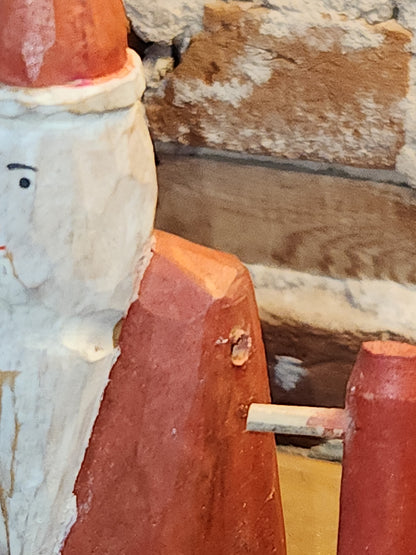 Folk Art Wood Santa Claus With Moveable Arms probably vintage