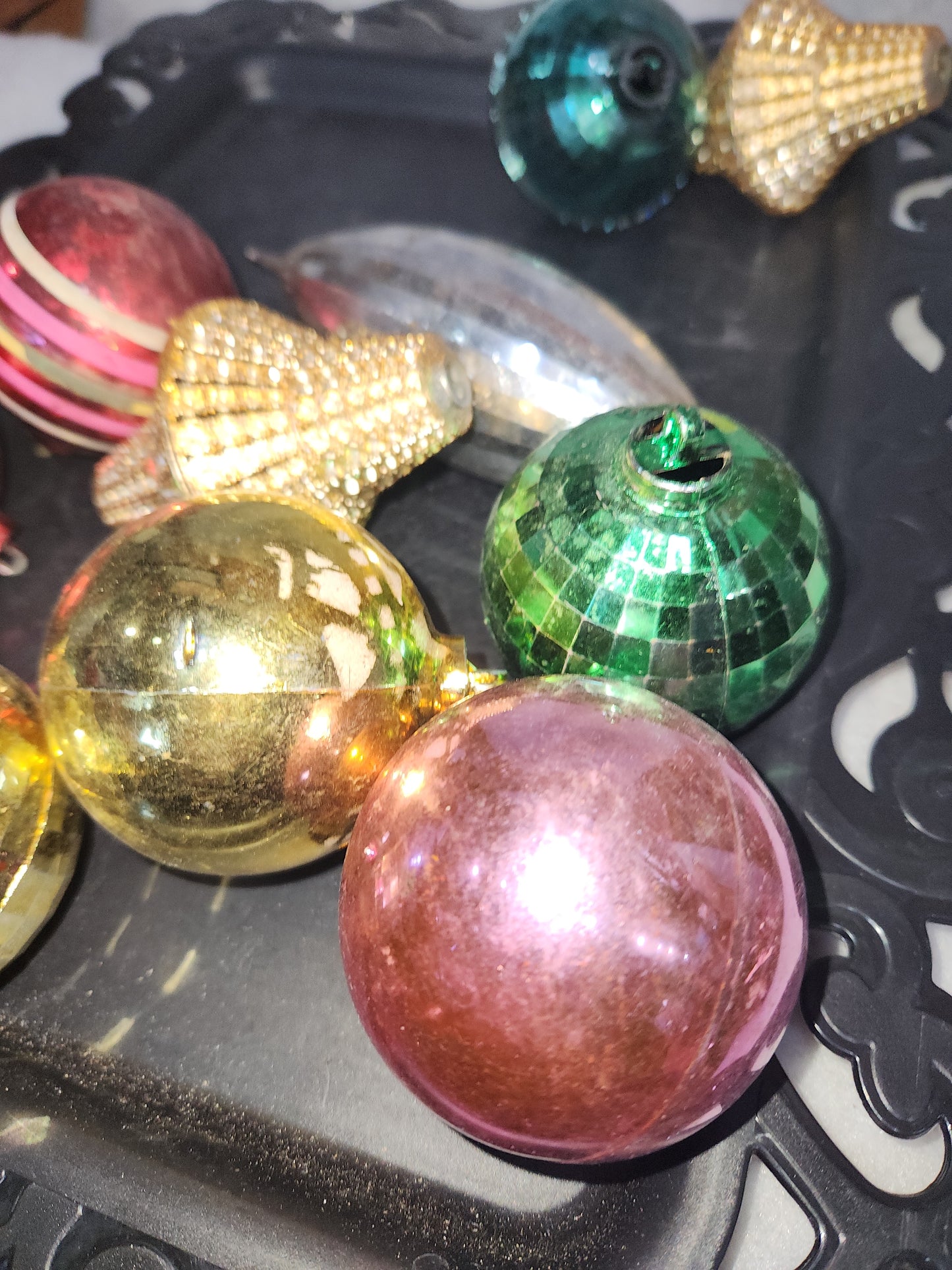 Vintage Plastic Christmas Ornaments Set of 11