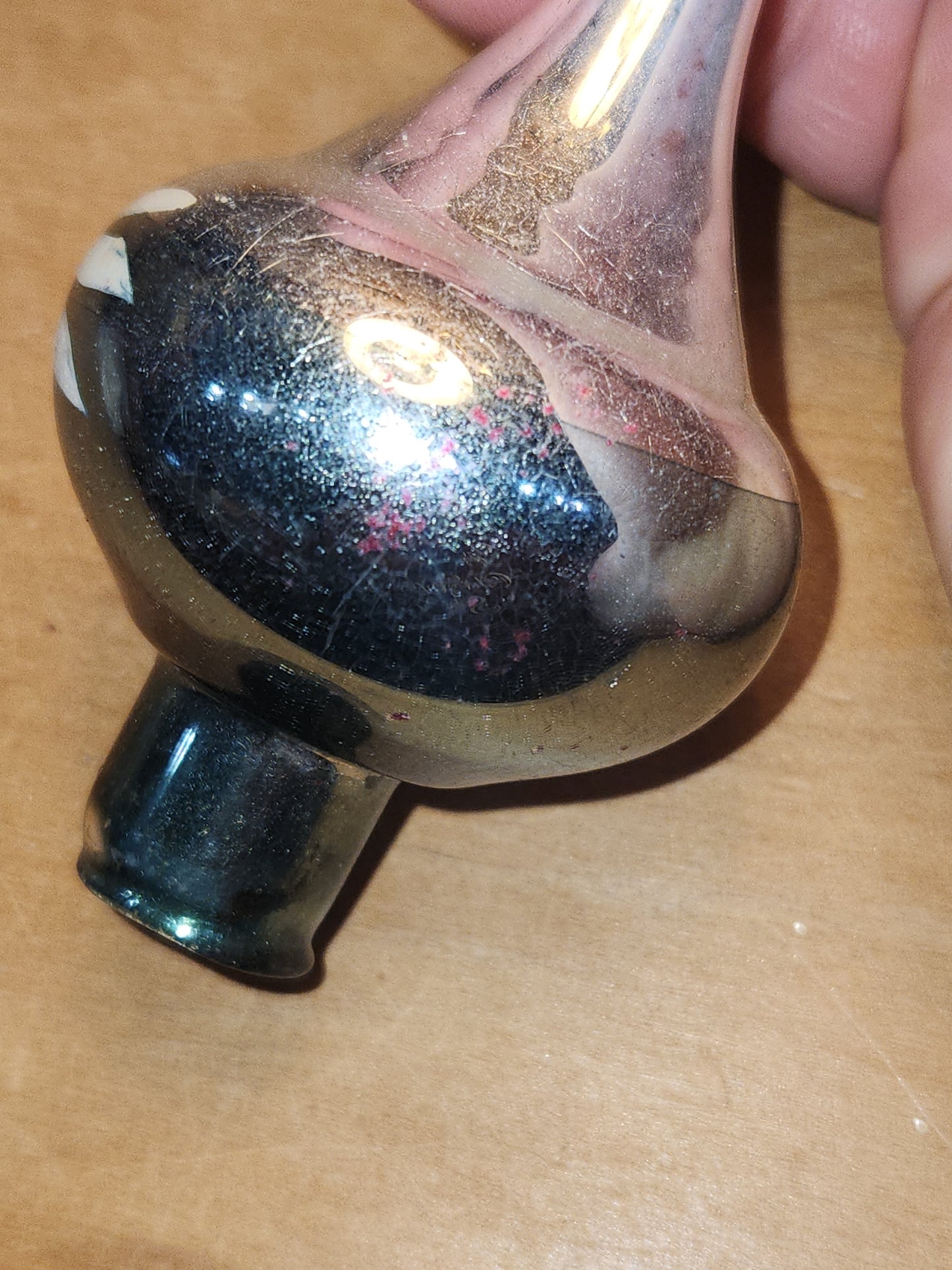 Vintage Mercury Glass Tree Topper Teal and Silver NO BOX tt08