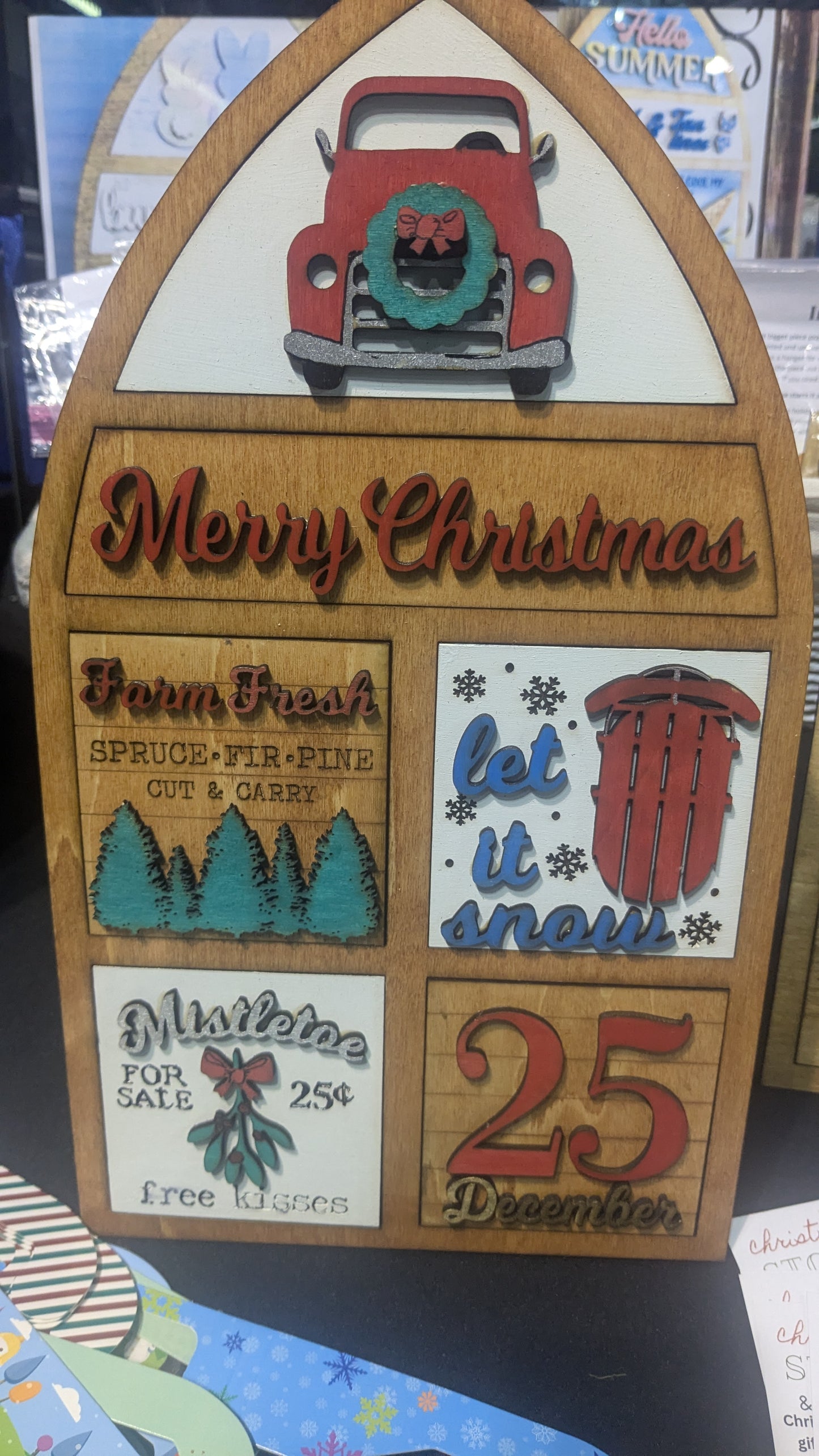 Interchangeable Flat tiered tray christmas refill, no frame included.