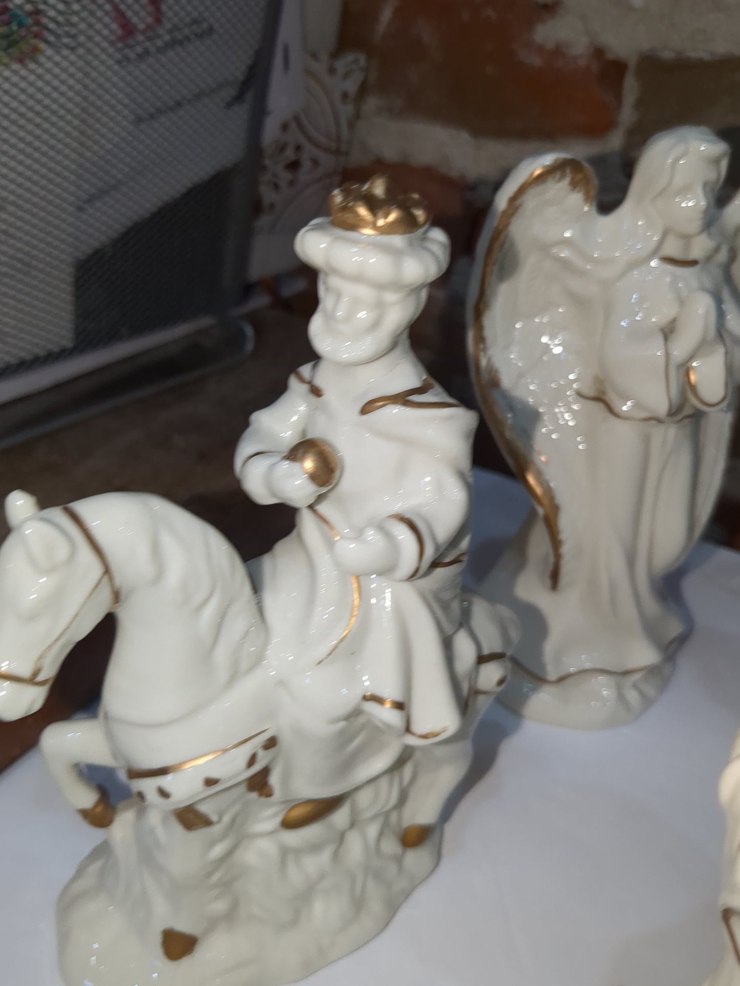 JCPenny porcelain white and gold nativity set