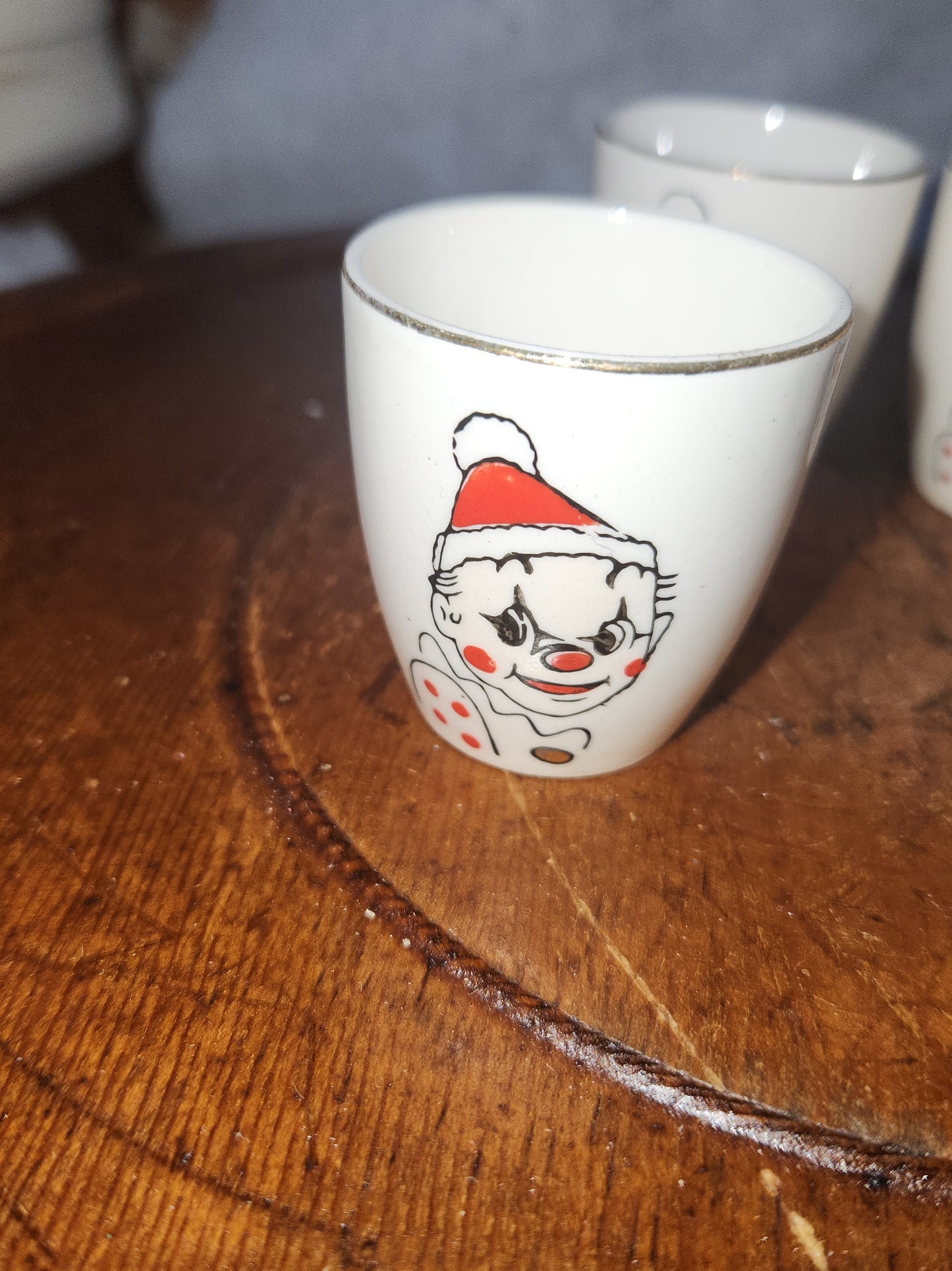 Vintage National Potteries Co. Porcelain Clown Shot Glasses set of 6 - Japan cu78