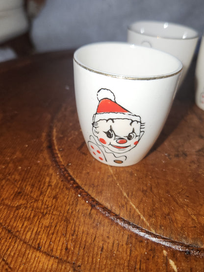 Vintage National Potteries Co. Porcelain Clown Shot Glasses set of 6 - Japan cu78