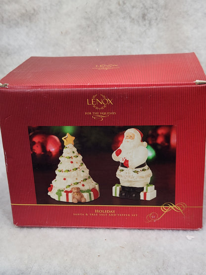 Holiday Lenox tree & Santa Salt & Pepper Set Sps9
