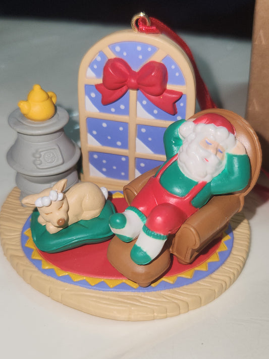 Avon Gift Collection Christmas With Santa Ornament Taking A Nap
