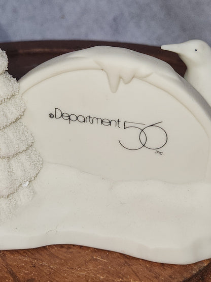 Vintage Deptartment 56 SNOWBABIES Polar Sign & Penguin & tree 1991 sb29