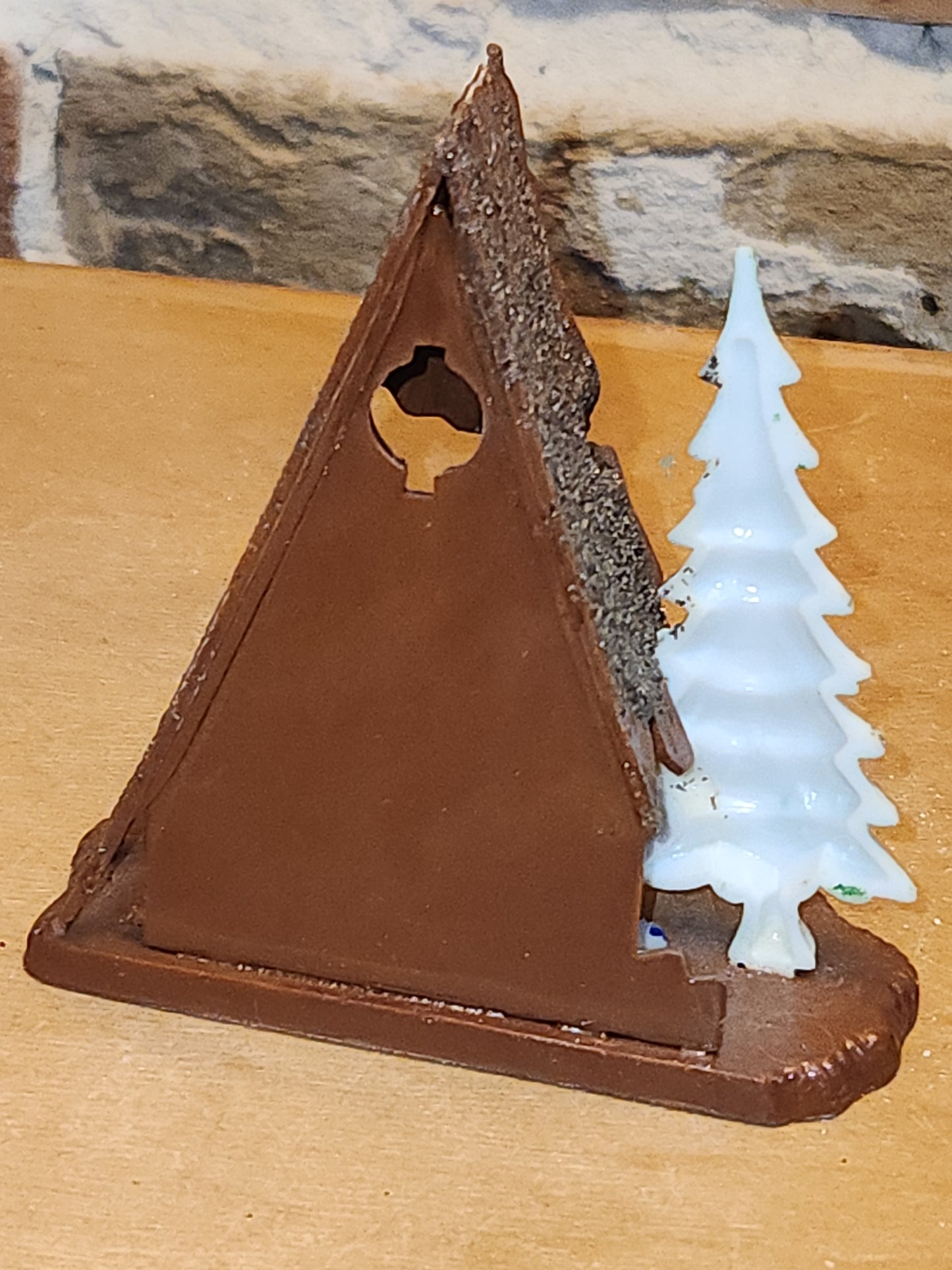 Vintage Plastic Celluloid Triangle Nativity Made in Hong Kong Mica n19