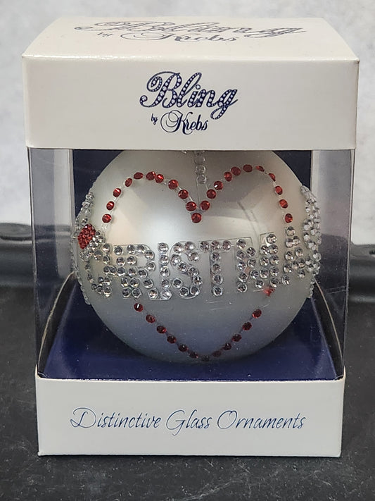 I love Christmas Bling by Krebs glass Chrristmas ornament