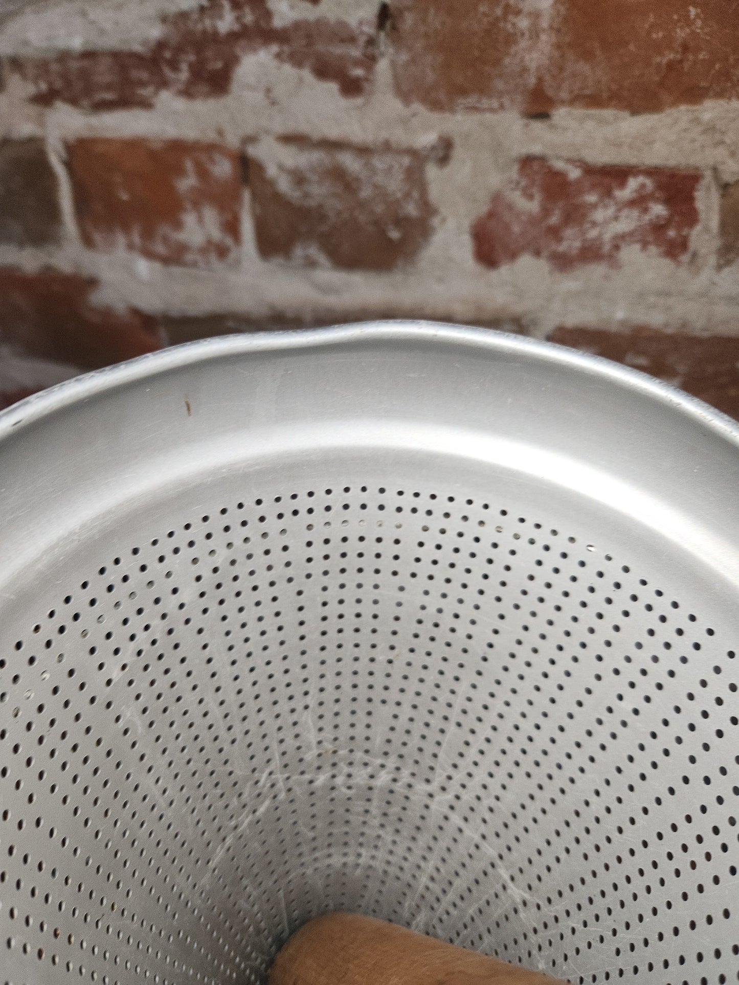 Vintage Cone Sieve Colander Strainer with Stand with Wood Pestle ki334