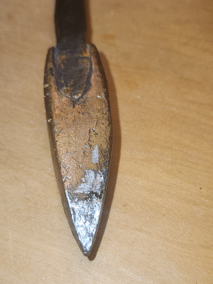 Antique Primitive Blacksmith Soldering Tool with Copper Steel Wood