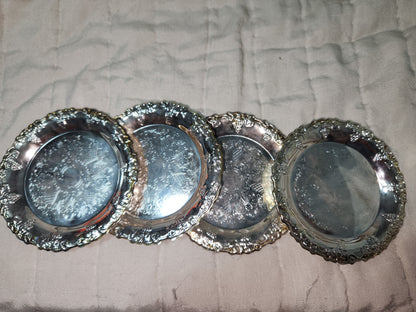 Vintage Set Of 4 Crea Milano Design silver-plated coaster set MCM