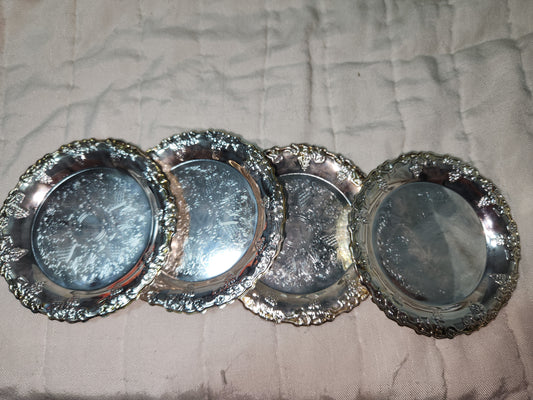 Vintage Set Of 4 Crea Milano Design silver-plated coaster set MCM