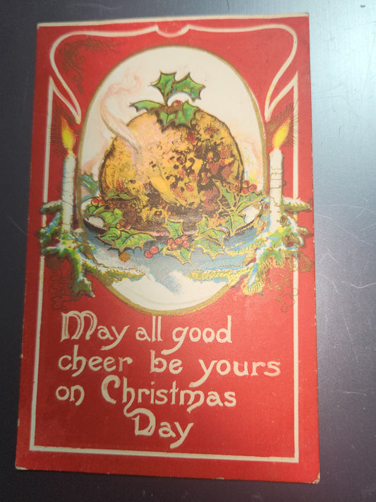 Antique Vintage Postcard Christmas Dinner Embossed Kate Bennett  May all good cheer be yours on Christmas Day