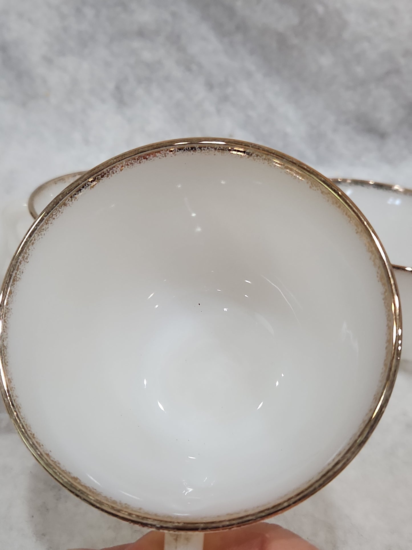 Vintage Fire King White Milk Glass Ribbed Swirl Tea Cup Oven Ware set of 5 fk4