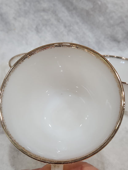 Vintage Fire King White Milk Glass Ribbed Swirl Tea Cup Oven Ware set of 5 fk4