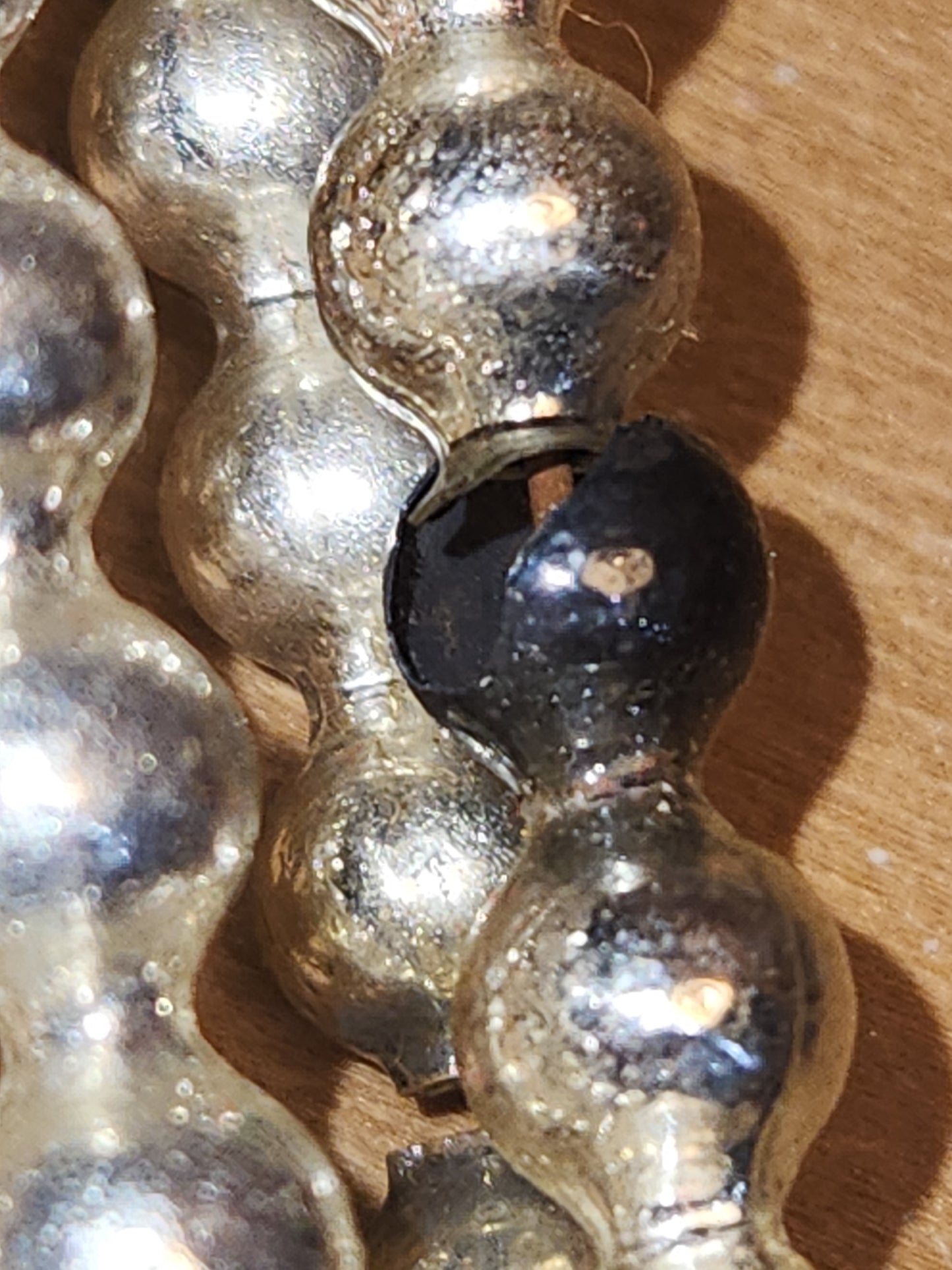 Vintage Mercury Glass Bead Picks Silver Green Beads with Spikes Stems Picks